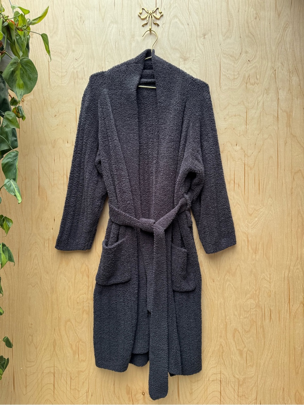 POTTERY BARN Cozy Ribbed Robe Gray S - Picture 3 of 8